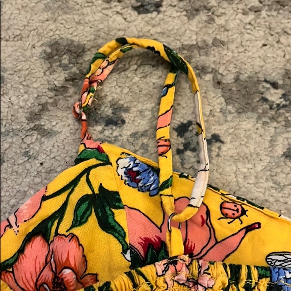 Hollister Yellow with Pink Floral Midi Sundress with Keyhole Cut - Picture 8 of 13
